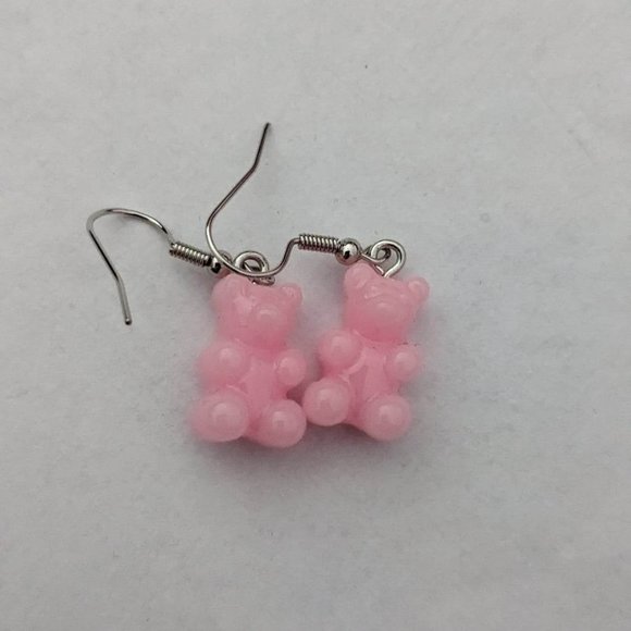 Solid Pink Gummi Bear Earrings - Picture 1 of 3